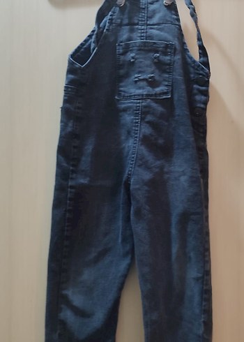 4-5 yaş erkek çocuk Siyah Kot Askılı Tulum - Görsel 2