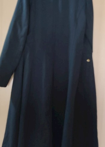 Lacivert Uzun Kadın Kaban - Düğmeli, Notched Yaka - Görsel 3