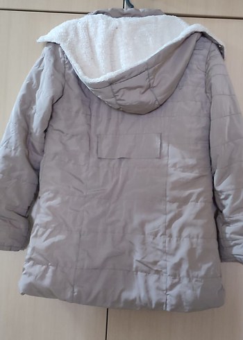 Düğmeli Gri çocuk Midi Kışlık Mont - Görsel 2