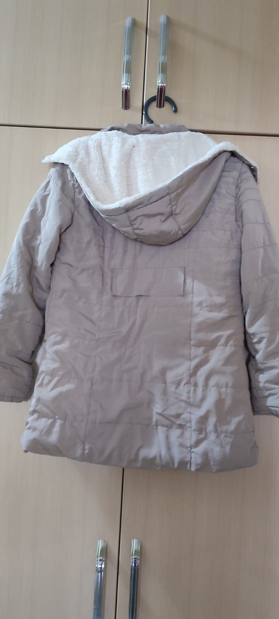 Düğmeli Gri çocuk Midi Kışlık Mont - Görsel 2