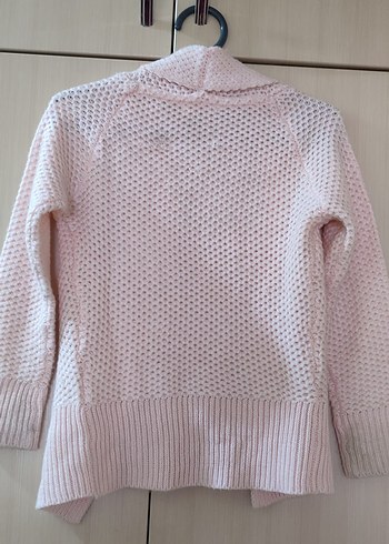 Pembe Örgü çocuk Midi Hırka - Görsel 3