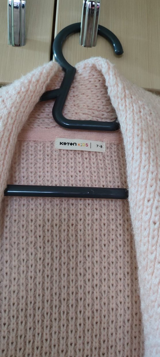 Pembe Örgü çocuk Midi Hırka - Görsel 2