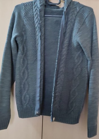 Gri Örgü cocuk Hırka Yüksek Yakalı - Görsel 3