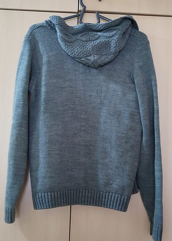 Gri Örgü cocuk Hırka Yüksek Yakalı - Görsel 2