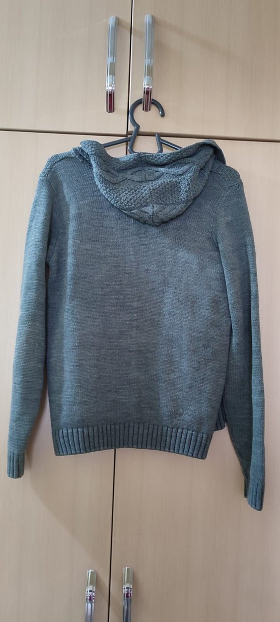 Gri Örgü cocuk Hırka Yüksek Yakalı - Görsel 2