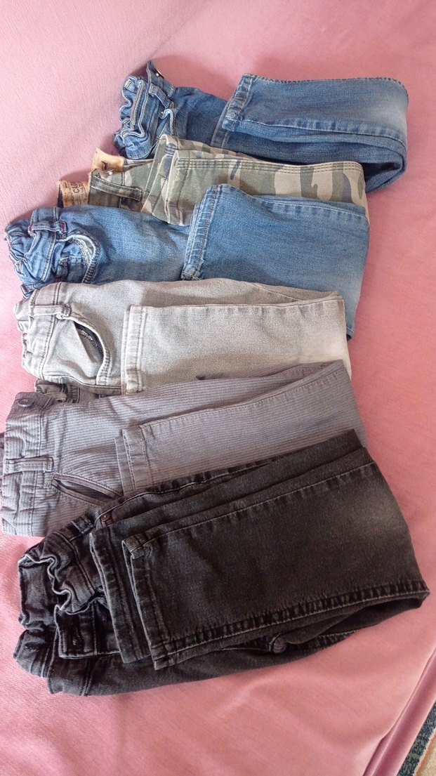 Erkek Çocuk 4 5 yaş Gri Kamuflajlı dar Kesim Kot Pantolon - Görsel 5