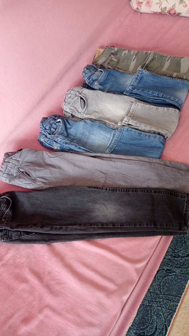 Erkek Çocuk 4 5 yaş Gri Kamuflajlı dar Kesim Kot Pantolon - Görsel 2