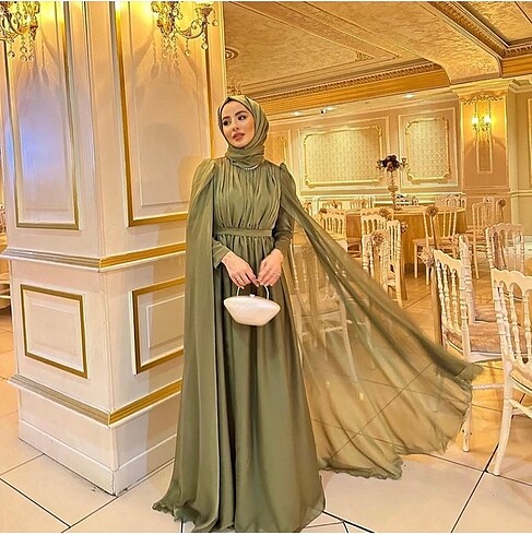 m Beden haki Renk Habibe kahraman elbise ve şalı