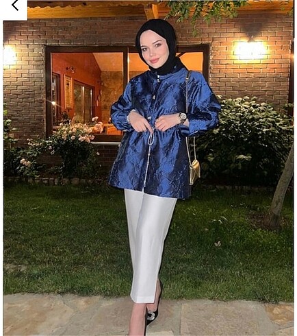 m Beden Tafta perla ceket gece mavisi