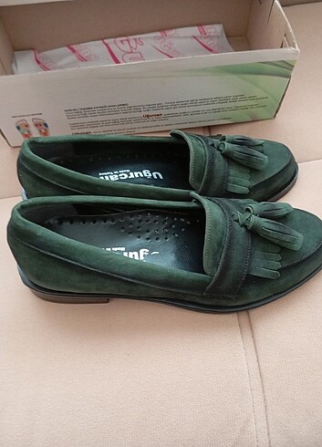 Süet yeşil Loafer ayakkabı - Görsel 5