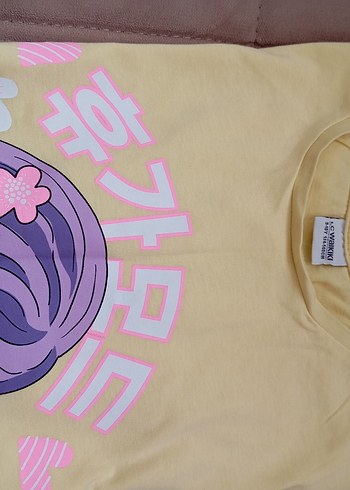 Sarı Kız Çocuk Baskılı Tişört - Görsel 3