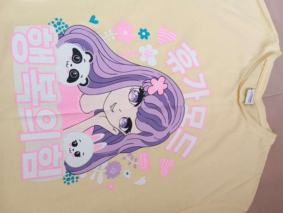 Sarı Kız Çocuk Baskılı Tişört - Görsel 2