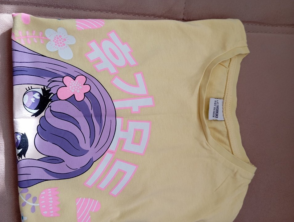 Sarı Kız Çocuk Baskılı Tişört - Görsel 3