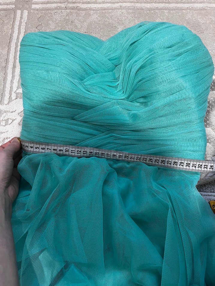 Mint rengi Drapeli Uzun Abiye Elbise - Görsel 4