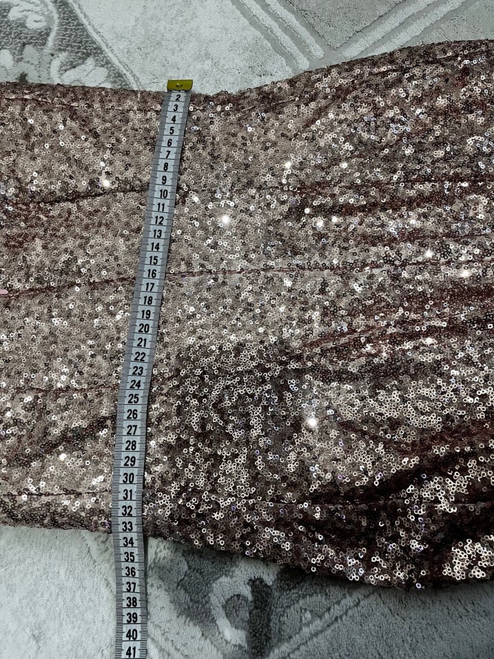 Somon rengi pullu Uzun  Abiye - Görsel 3