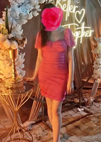 Pembe Drapeli Mini Kadın Elbise - Görsel 6