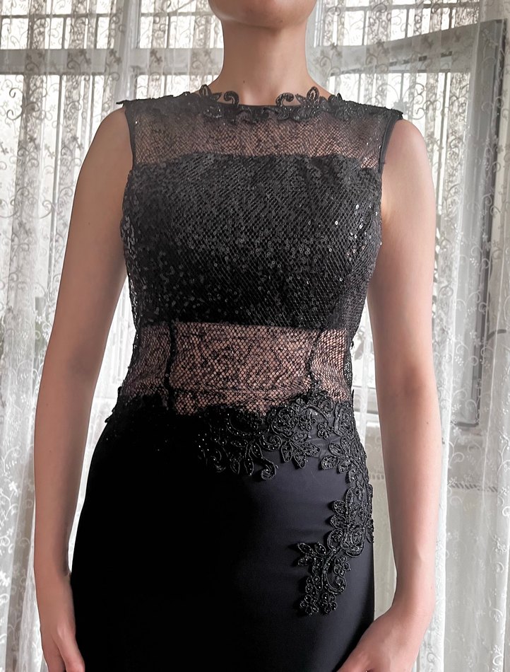 Keikei marka transparan uzun siyah abiye - Görsel 3