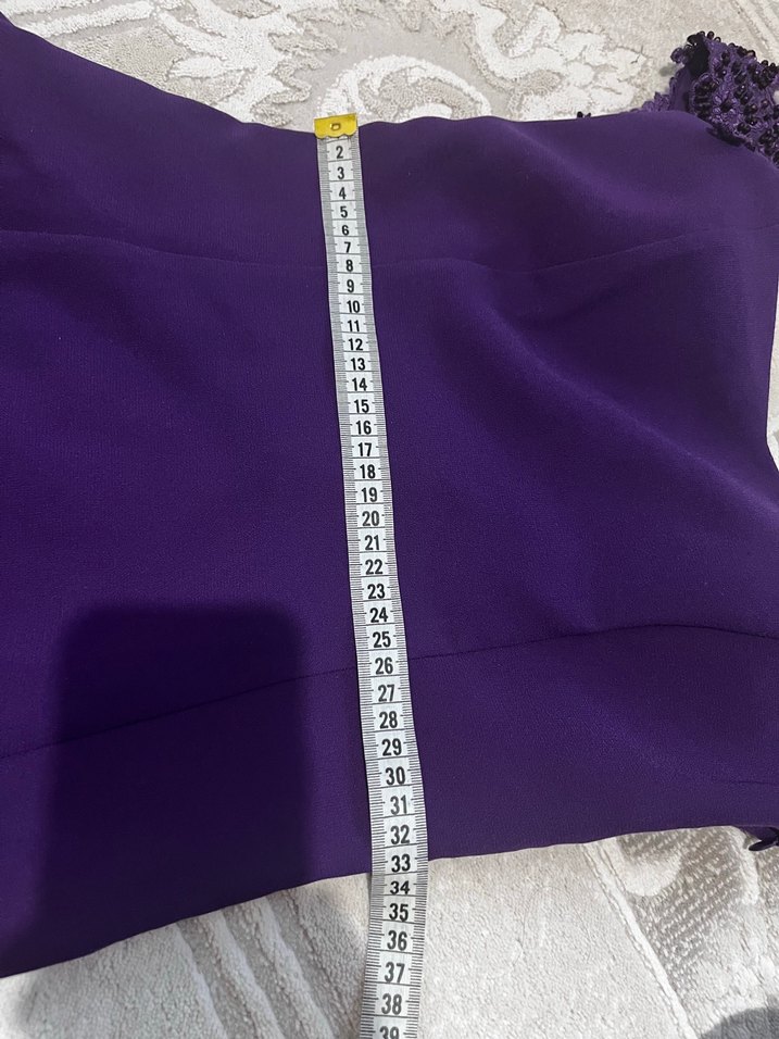 Mor Midi Straplez Elbise - Görsel 5