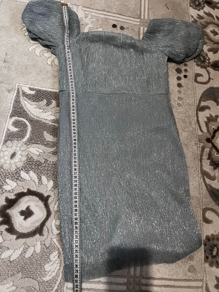 Açık mavi simli  Mini Elbise - Görsel 4