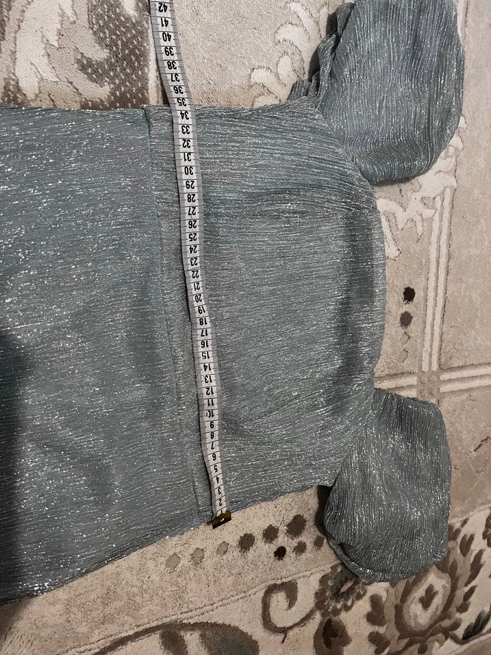 Açık mavi simli  Mini Elbise - Görsel 3