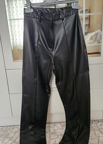 Fermuarlı Siyah Deri Biker Kadın Pantolon - Görsel 2