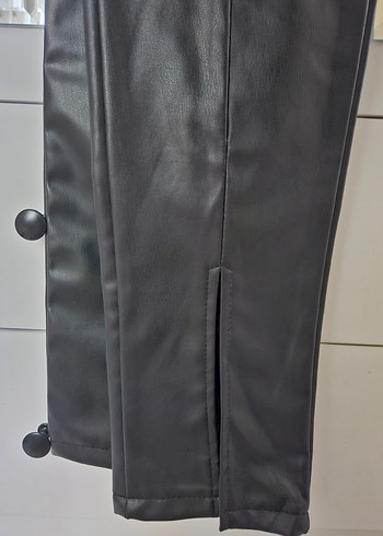 Fermuarlı Siyah Deri Biker Kadın Pantolon - Görsel 4