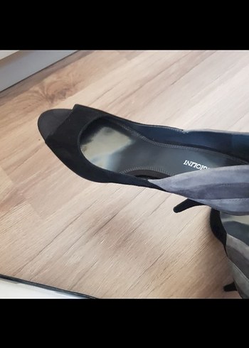 Kadın Siyah Gri Platform Topuklu Tokalı Ayakkabı - Görsel 8