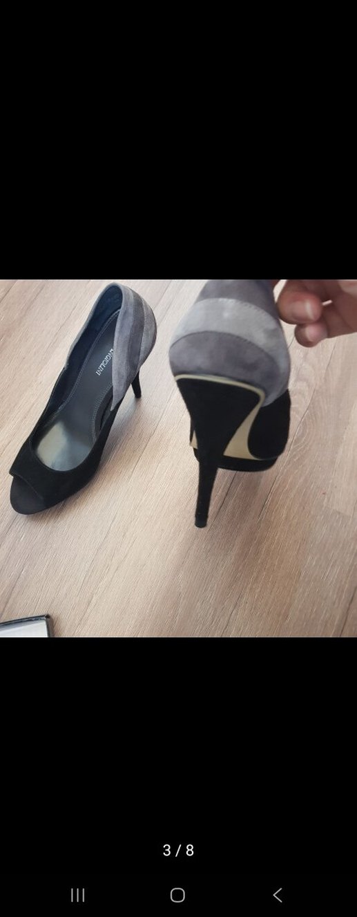 Kadın Siyah Gri Platform Topuklu Tokalı Ayakkabı - Görsel 3