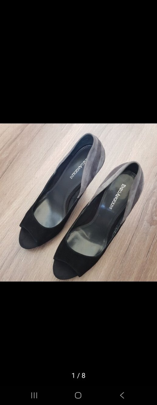 Kadın Siyah Gri Platform Topuklu Tokalı Ayakkabı - Görsel 2