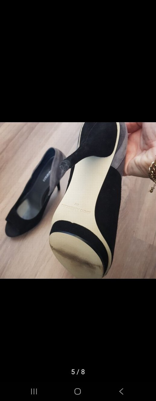 Kadın Siyah Gri Platform Topuklu Tokalı Ayakkabı - Görsel 5