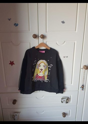 Kız Çocuk Siyah Barbie Baskılı Sweatshirt