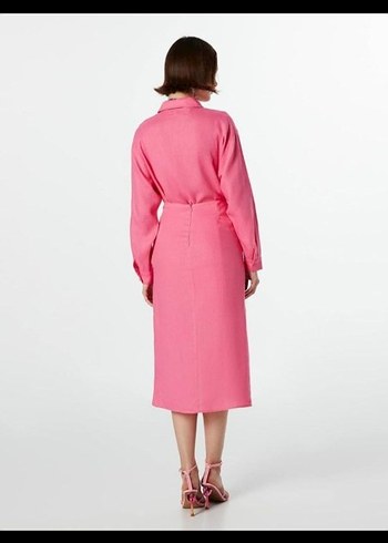 Pembe Drapeli Uzun Hamile Eteği - Görsel 2