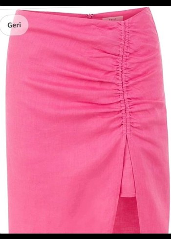 Pembe Drapeli Uzun Hamile Eteği - Görsel 7