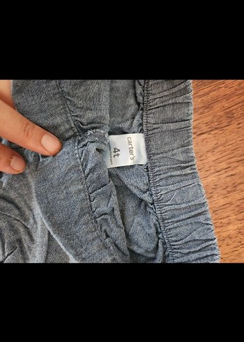 Gri Denim Kız Şort Ruffle Detaylı - Görsel 2