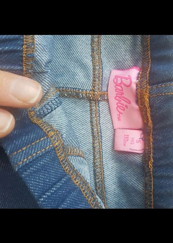 Kız Çocuk Mavi Elastik Bel Denim Pantolon - Görsel 4