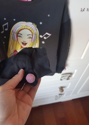 Kız Çocuk Siyah Barbie Baskılı Sweatshirt - Görsel 3