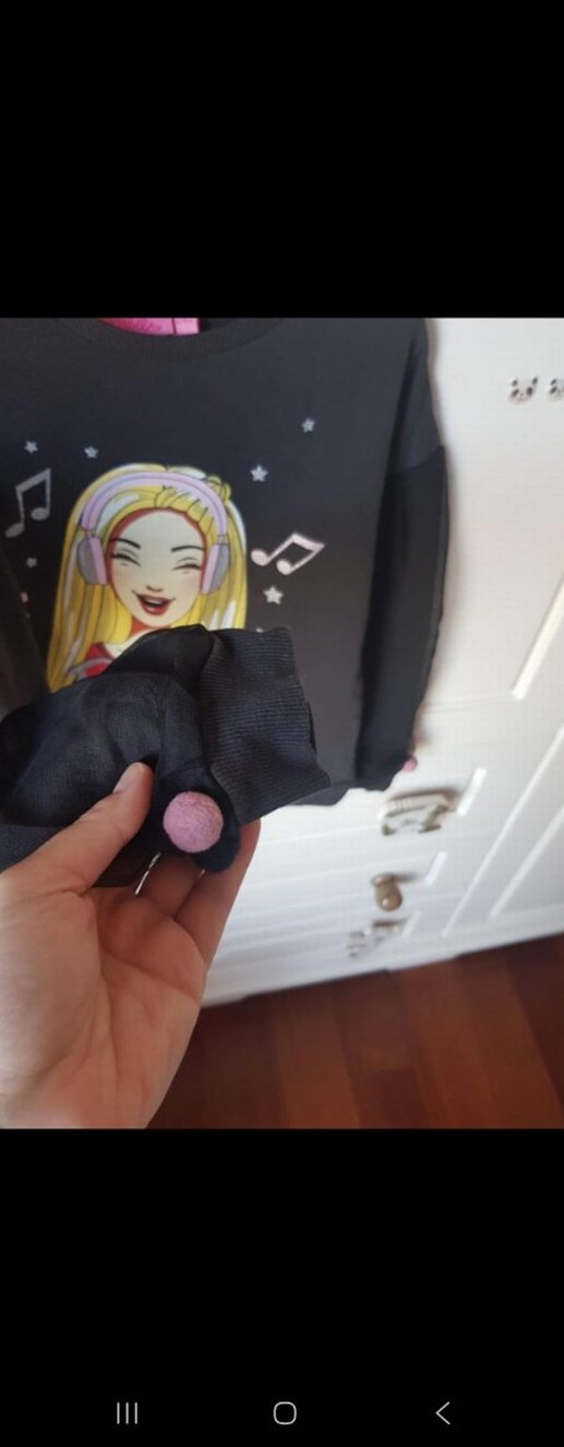 Kız Çocuk Siyah Barbie Baskılı Sweatshirt - Görsel 3