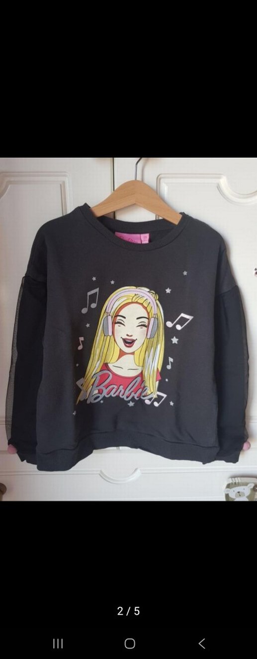 Kız Çocuk Siyah Barbie Baskılı Sweatshirt - Görsel 2