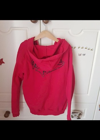 Kız Çocuk Kapüşonlu Fermuarlı Sweatshirt - Görsel 3