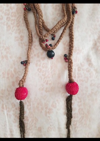 Uzun Renkli Boncuklu Bohem Kadın Kolye - Görsel 3