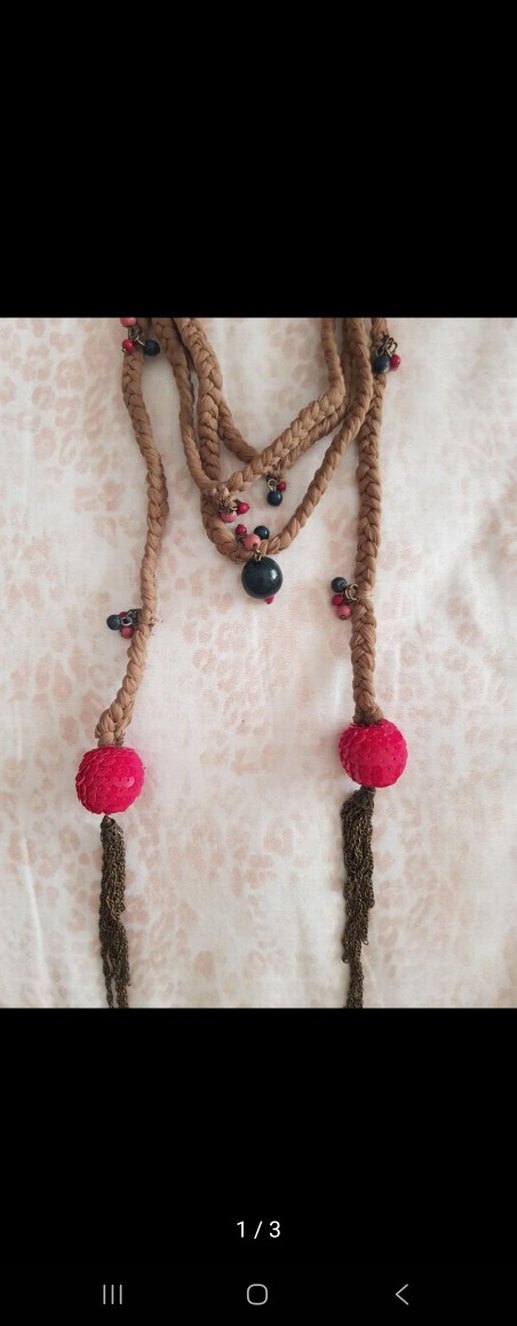 Uzun Renkli Boncuklu Bohem Kadın Kolye - Görsel 3