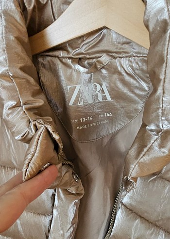 Bej Parlak Kız çocuk Kışlık Şişme Mont - Görsel 5