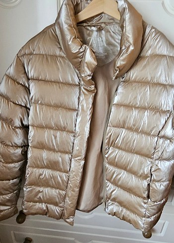 Bej Parlak Kız çocuk Kışlık Şişme Mont - Görsel 3