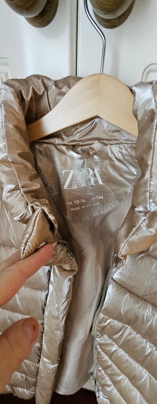 Bej Parlak Kız çocuk Kışlık Şişme Mont - Görsel 5