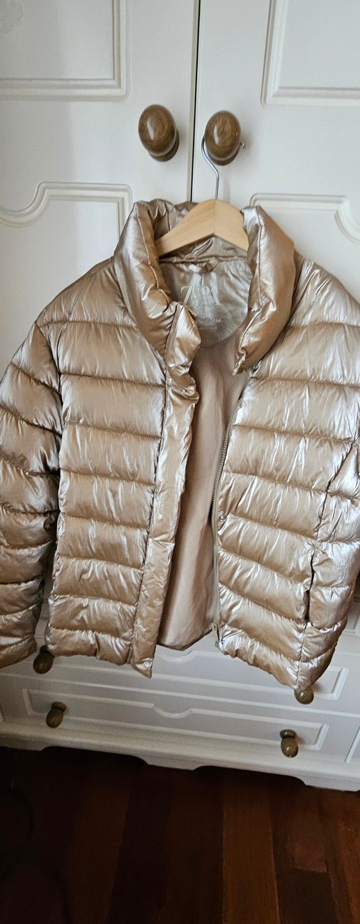 Bej Parlak Kız çocuk Kışlık Şişme Mont - Görsel 3