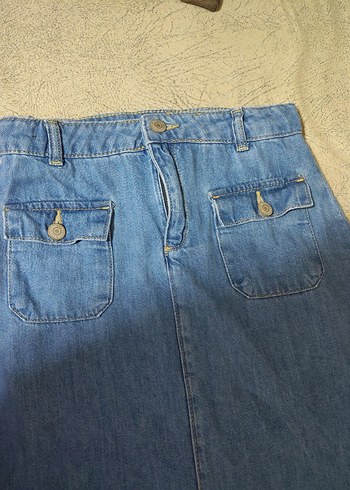 9 Yaş Beden Mavi Midi Denim Etek