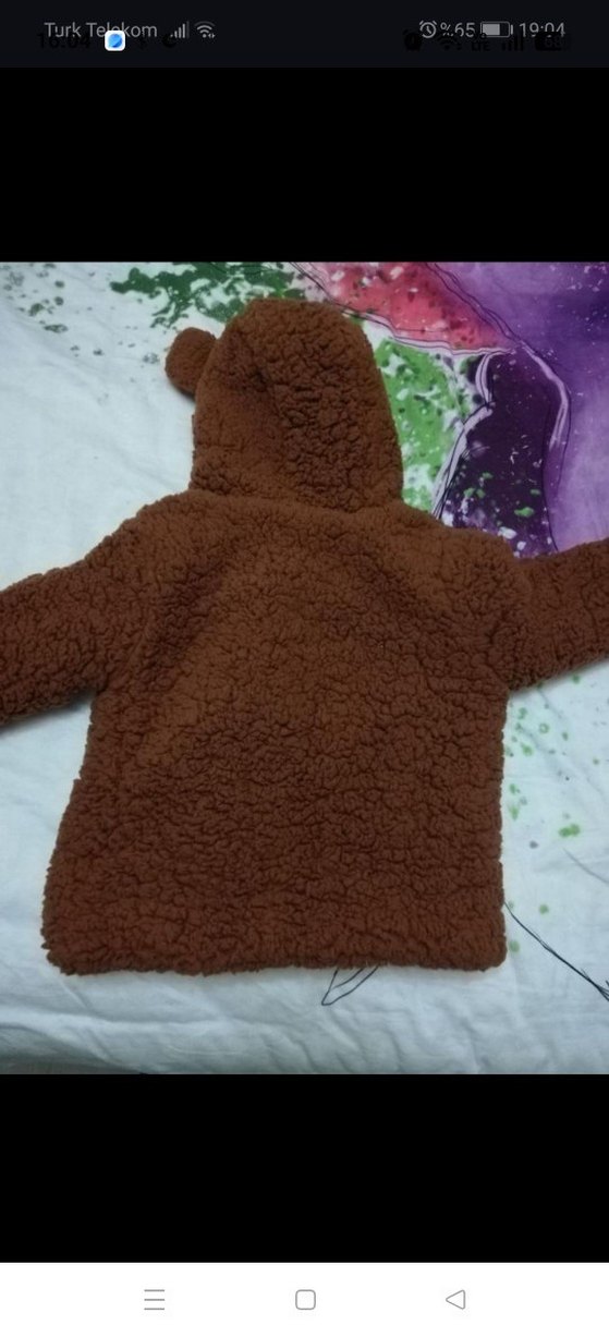 Kahverengi Kapüşonlu Erkek Çocuk Kaban - Görsel 2