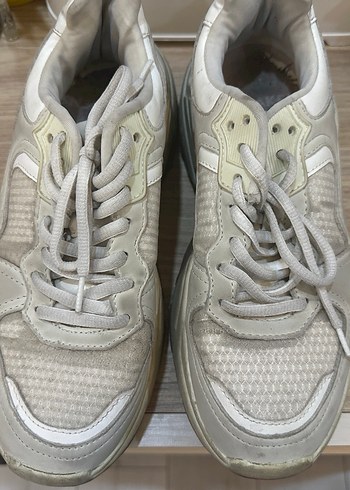 Kadın Beyaz Spor Platformlu Bağcıklı Spor Ayakkabı - Görsel 2