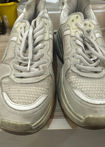 Kadın Beyaz Spor Platformlu Bağcıklı Spor Ayakkabı - Görsel 3