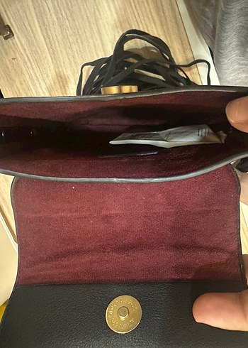 Püsküllü Bordo Süet Kadın Çanta - Görsel 3